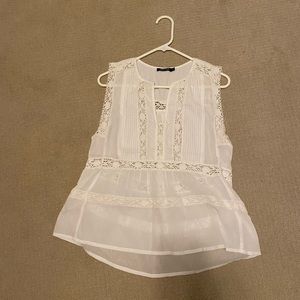 White Cotton Sleeveless Blouse